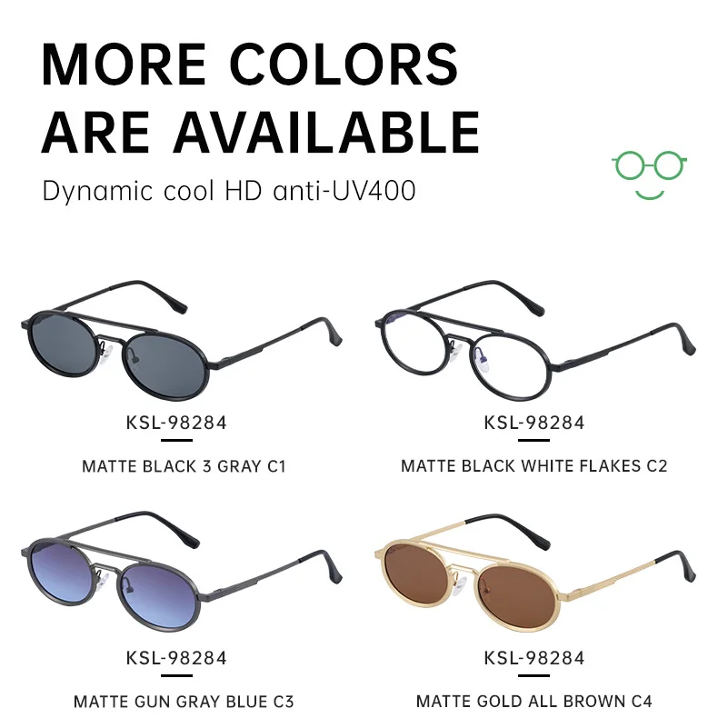 Black PC Unisex Retro Oval Sunglasses - Premium Spring Hinge Fashion Sun Glasses - Details 8