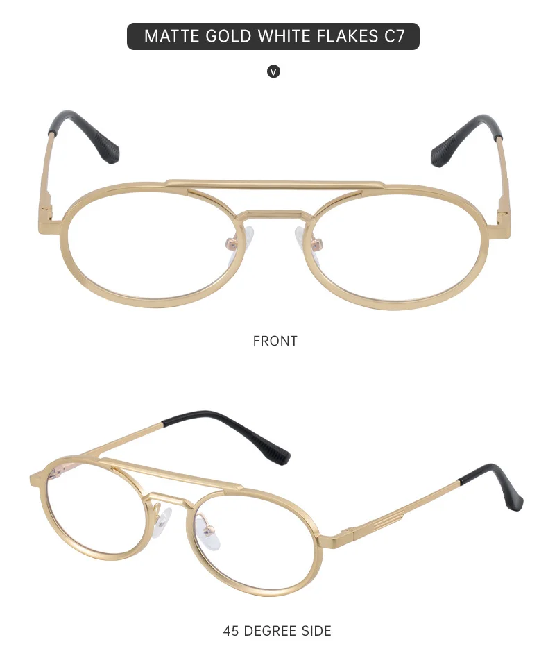 Black PC Unisex Retro Oval Sunglasses - Premium Spring Hinge Fashion Sun Glasses - Details 17