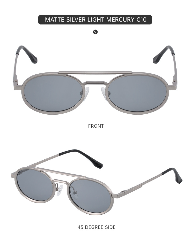 Black PC Unisex Retro Oval Sunglasses - Premium Spring Hinge Fashion Sun Glasses - Details 20