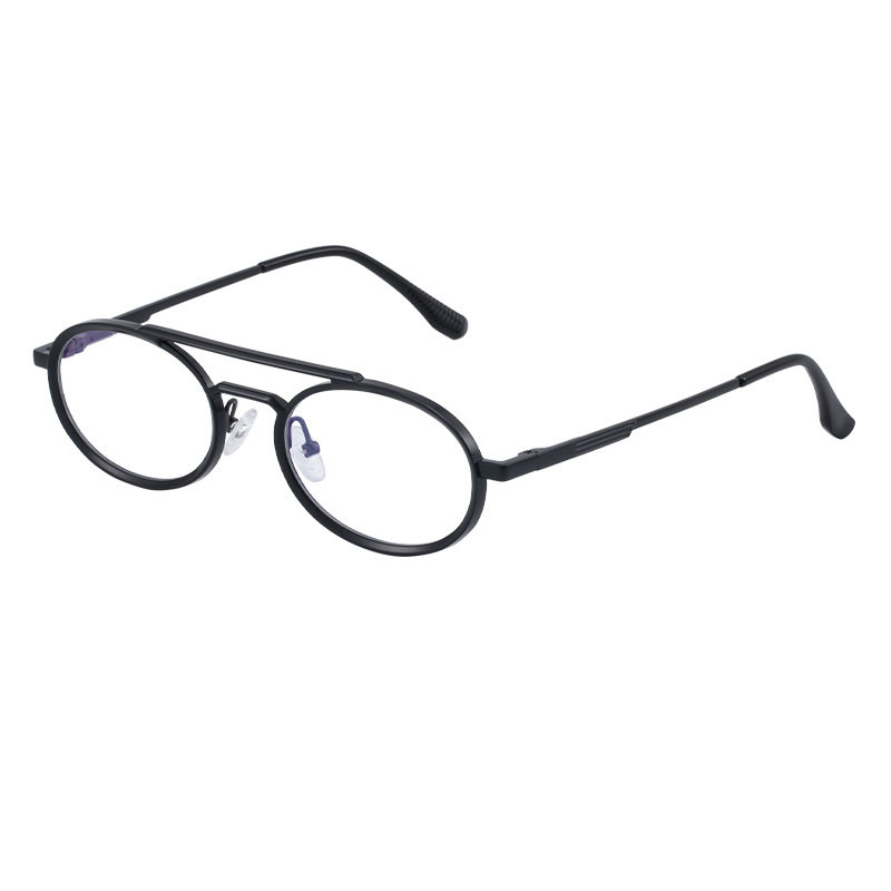 Black PC Unisex Retro Oval Sunglasses - Premium Spring Hinge Fashion Sun Glasses - View 5