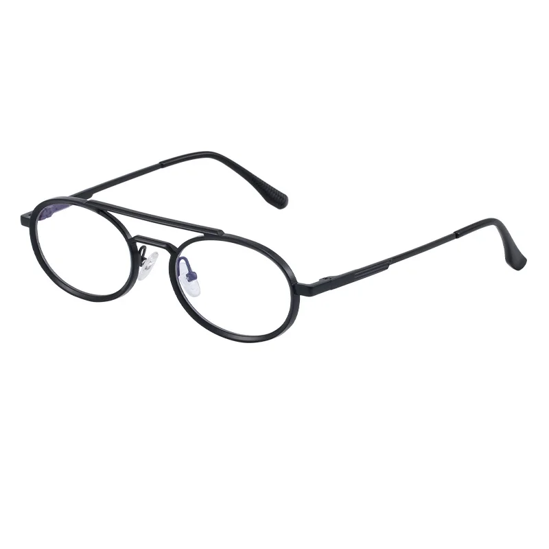 Black PC Unisex Retro Oval Sunglasses - Premium Spring Hinge Fashion Sun Glasses - View 5
