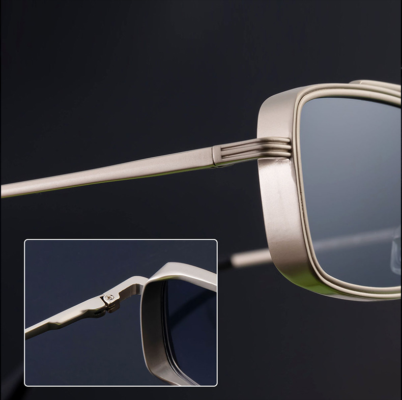 Black Metal Men's Metal Square Sunglasses - Premium UV400 Fashion Sun Glasses - Details 4