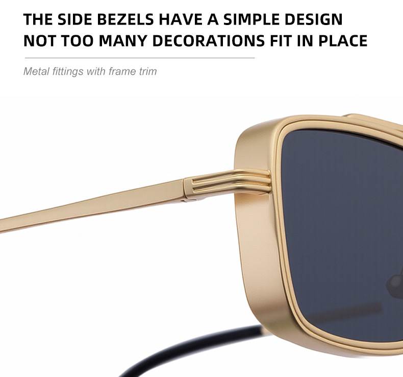 Black Metal Men's Metal Square Sunglasses - Premium UV400 Fashion Sun Glasses - Details 7