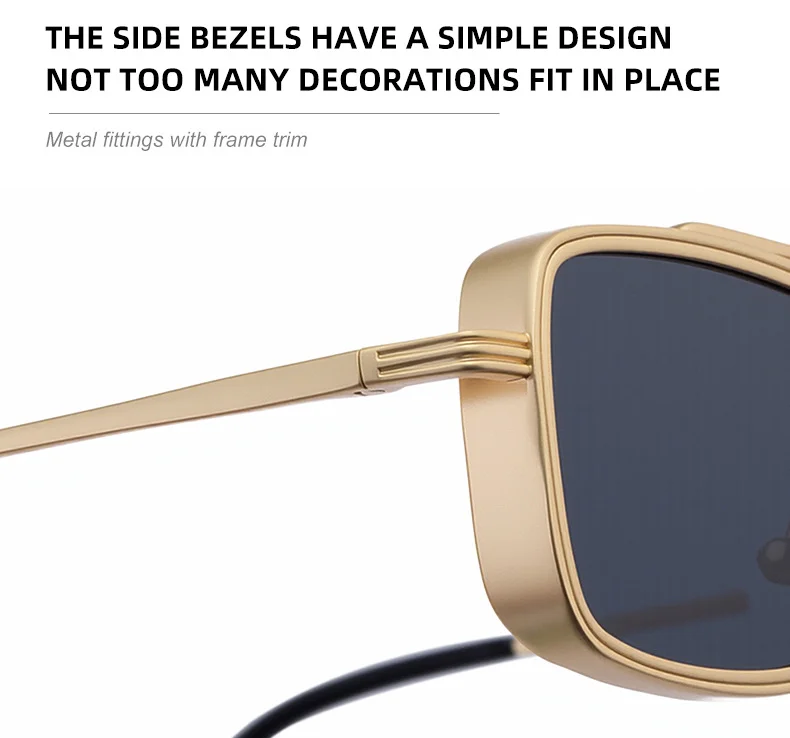 Black Metal Men's Metal Square Sunglasses - Premium UV400 Fashion Sun Glasses - Details 7