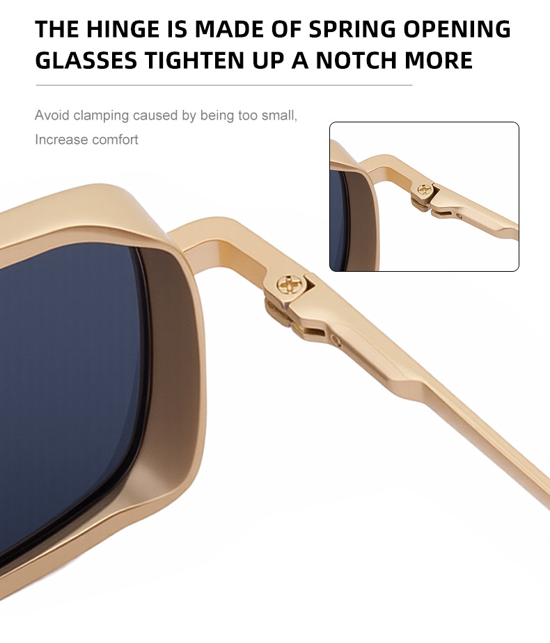 Black Metal Men's Metal Square Sunglasses - Premium UV400 Fashion Sun Glasses - Details 9