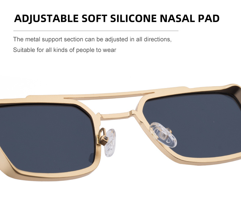 Black Metal Men's Metal Square Sunglasses - Premium UV400 Fashion Sun Glasses - Details 10