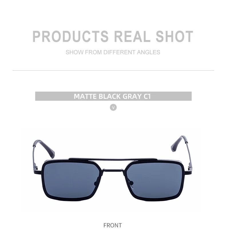 Black Metal Men's Metal Square Sunglasses - Premium UV400 Fashion Sun Glasses - Details 13