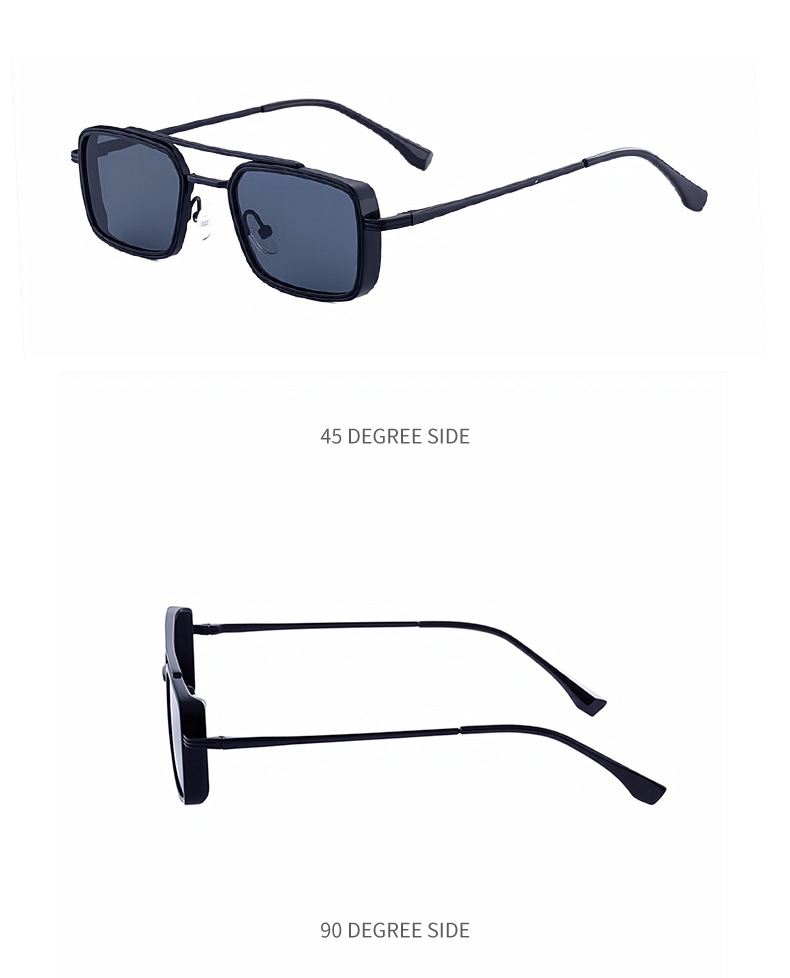 Black Metal Men's Metal Square Sunglasses - Premium UV400 Fashion Sun Glasses - Details 14
