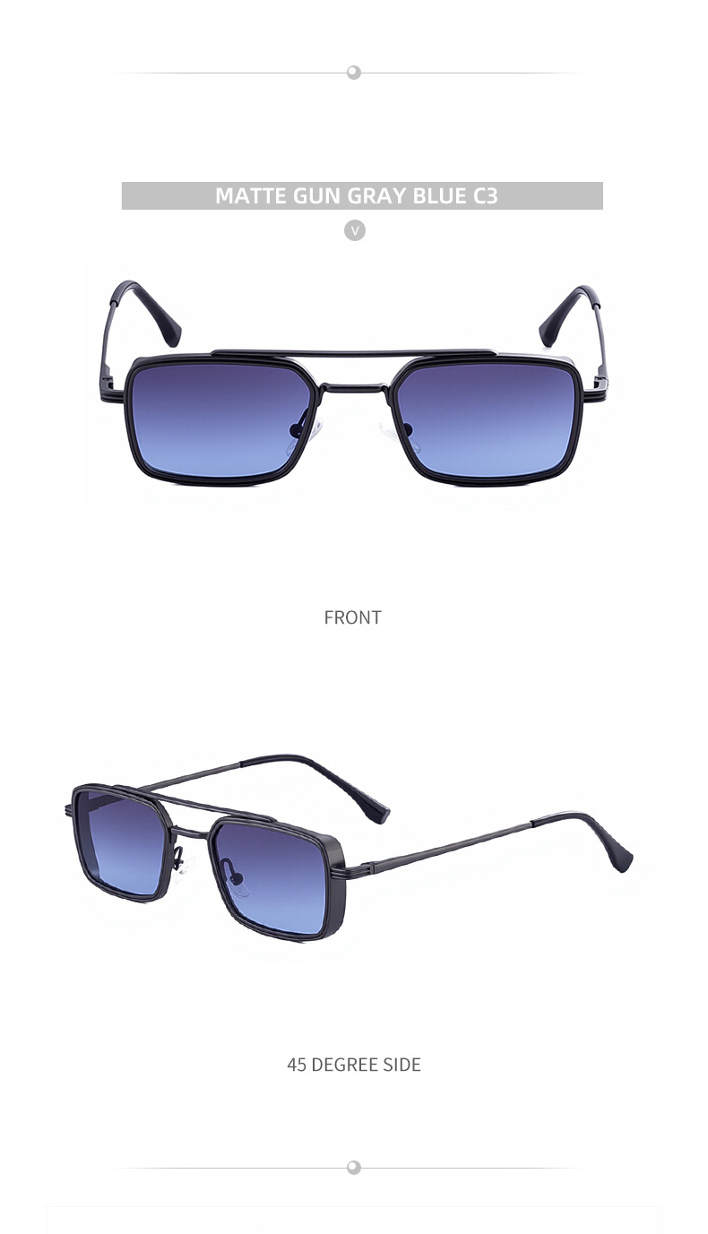 Black Metal Men's Metal Square Sunglasses - Premium UV400 Fashion Sun Glasses - Details 16