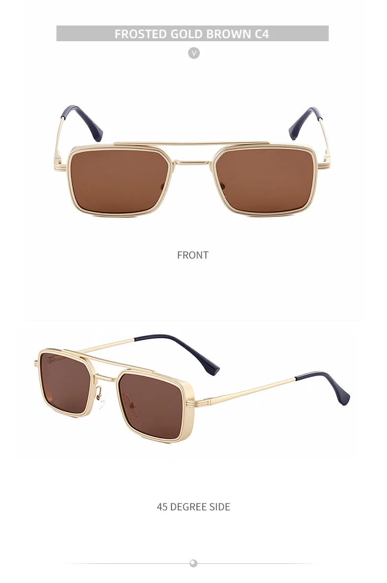 Black Metal Men's Metal Square Sunglasses - Premium UV400 Fashion Sun Glasses - Details 17