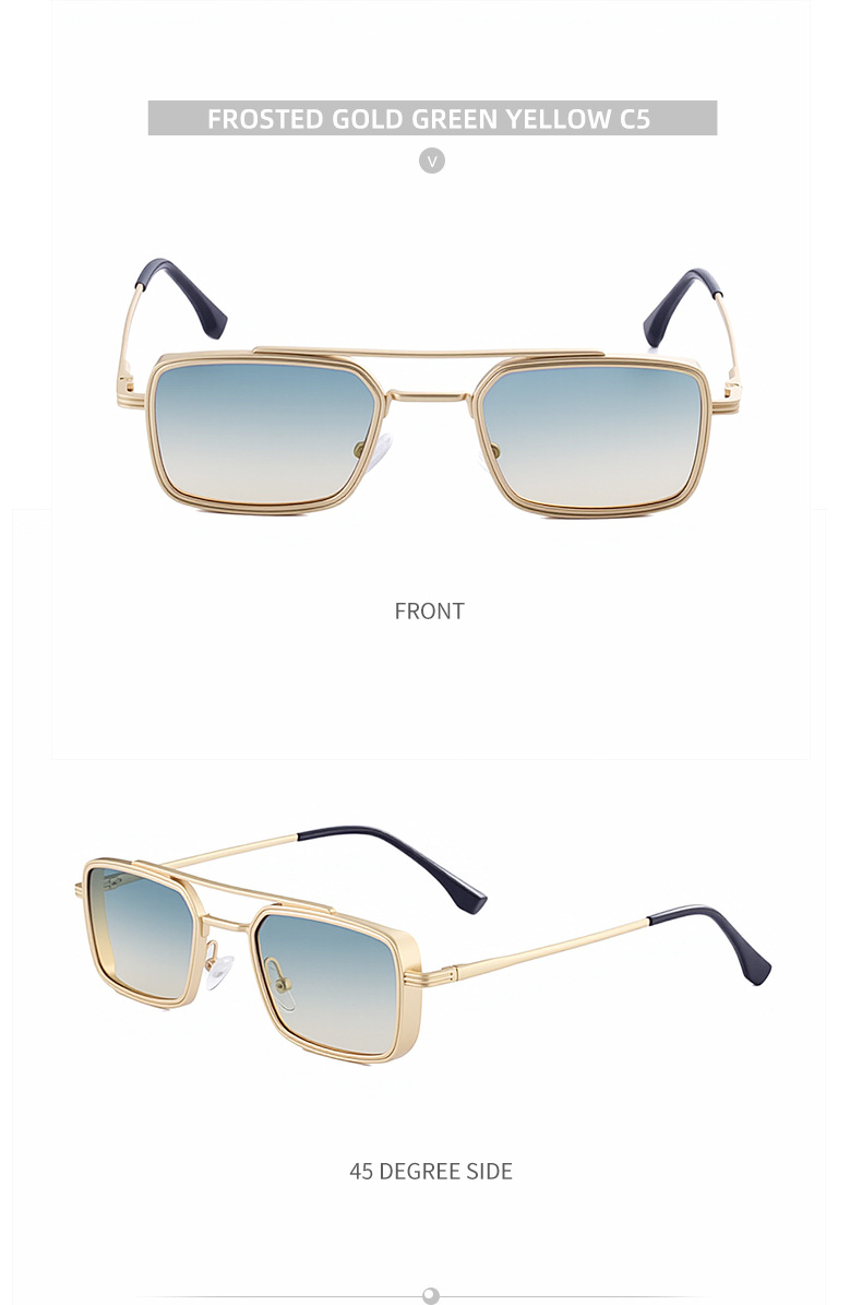 Black Metal Men's Metal Square Sunglasses - Premium UV400 Fashion Sun Glasses - Details 18