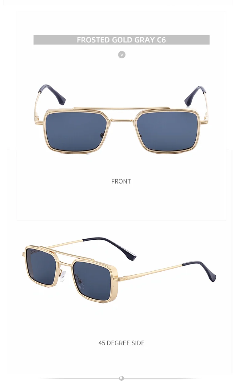Black Metal Men's Metal Square Sunglasses - Premium UV400 Fashion Sun Glasses - Details 19