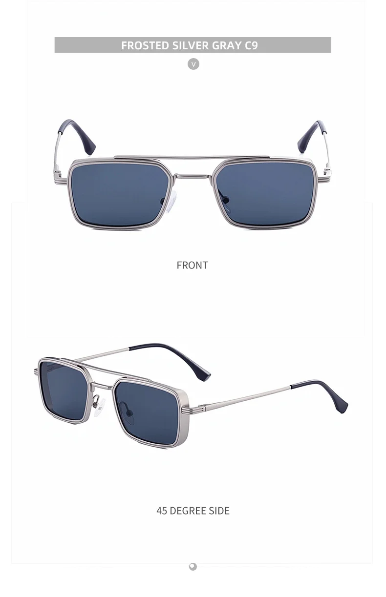 Black Metal Men's Metal Square Sunglasses - Premium UV400 Fashion Sun Glasses - Details 22