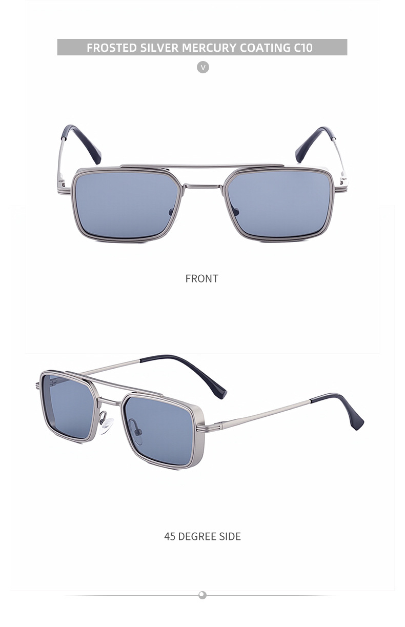 Black Metal Men's Metal Square Sunglasses - Premium UV400 Fashion Sun Glasses - Details 23