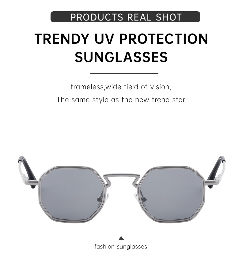 Black Metal Men's Irregular Metal Sunglasses - Premium Slingshot Temple UV400 Shades - Details 6