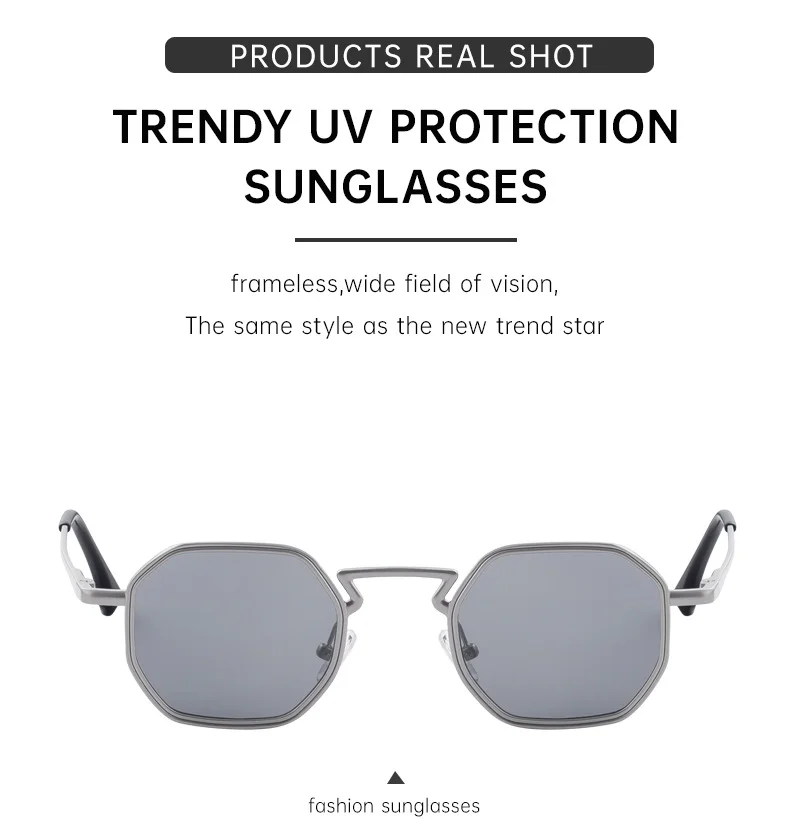Black Metal Men's Irregular Metal Sunglasses - Premium Slingshot Temple UV400 Shades - Details 6