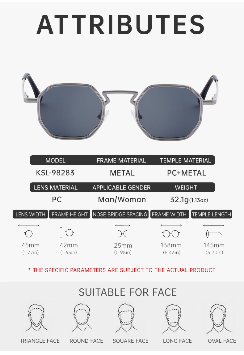 Black Metal Men's Irregular Metal Sunglasses - Premium Slingshot Temple UV400 Shades - Details 10