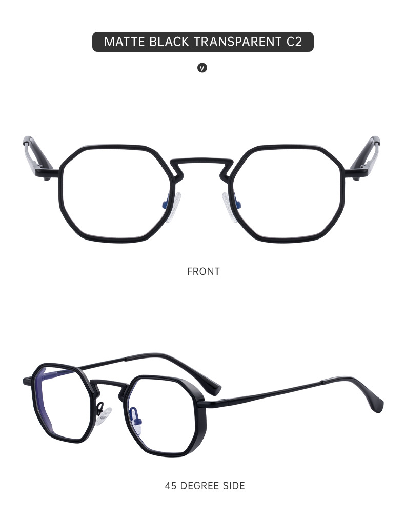 Black Metal Men's Irregular Metal Sunglasses - Premium Slingshot Temple UV400 Shades - Details 13