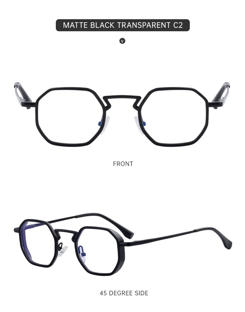 Black Metal Men's Irregular Metal Sunglasses - Premium Slingshot Temple UV400 Shades - Details 13
