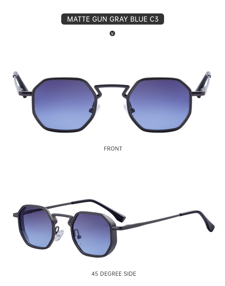 Black Metal Men's Irregular Metal Sunglasses - Premium Slingshot Temple UV400 Shades - Details 14