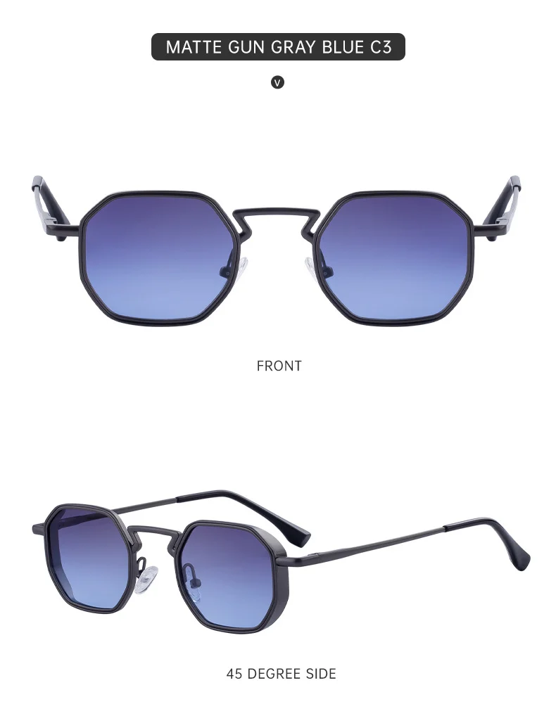 Black Metal Men's Irregular Metal Sunglasses - Premium Slingshot Temple UV400 Shades - Details 14