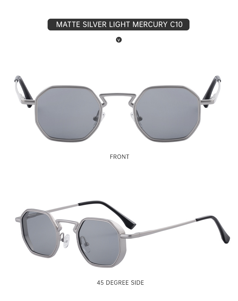 Black Metal Men's Irregular Metal Sunglasses - Premium Slingshot Temple UV400 Shades - Details 20
