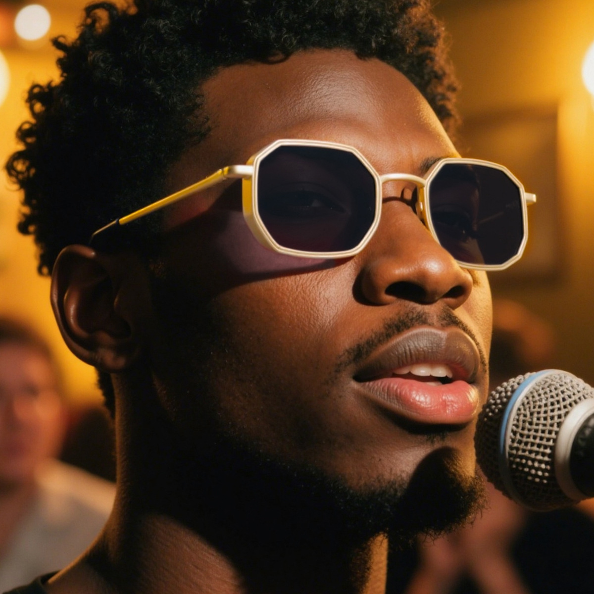 Black Metal Men's Irregular Metal Sunglasses - Premium Slingshot Temple UV400 Shades - View 1