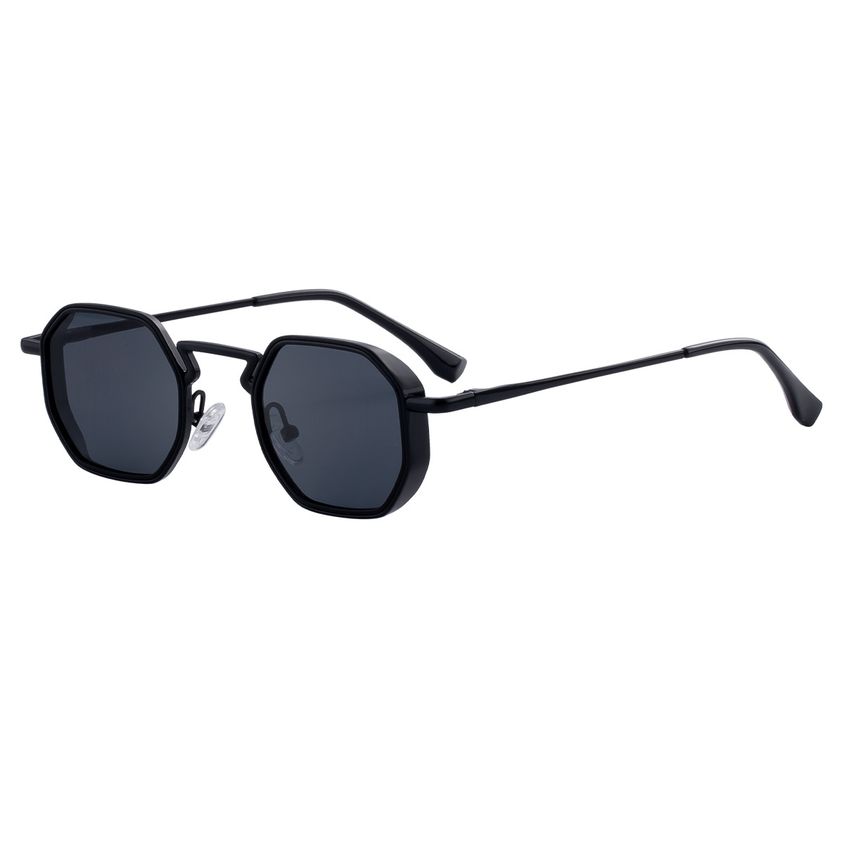 Black Metal Men's Irregular Metal Sunglasses - Premium Slingshot Temple UV400 Shades - View 5