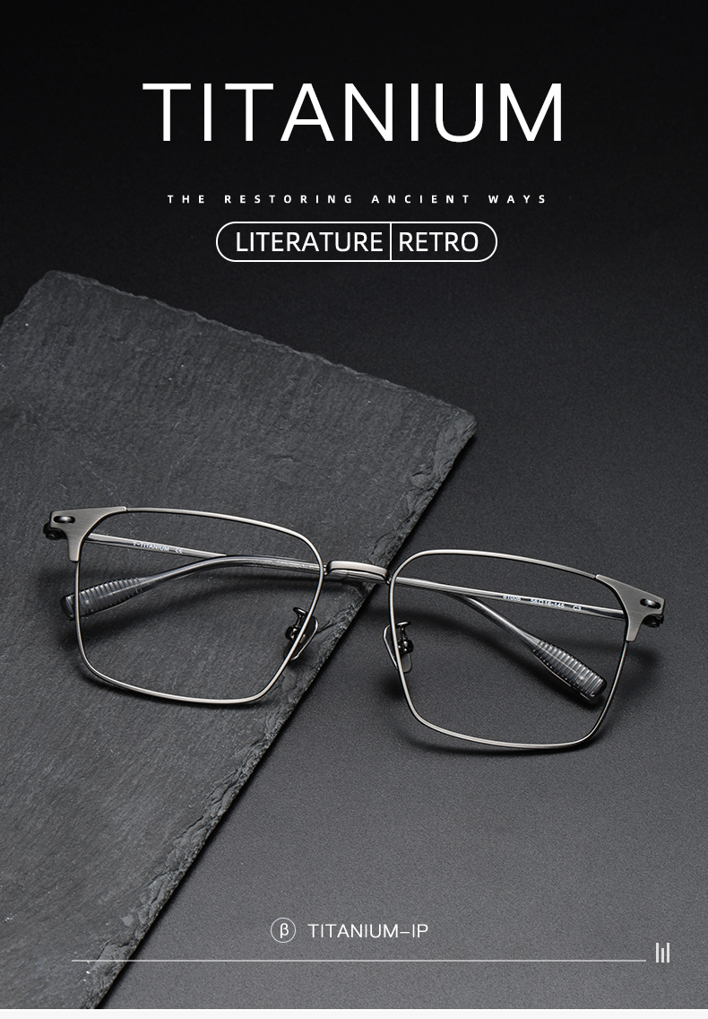 Titanium Pure Titanium Glasses Frame Men Retro Glasses Ultra Light - Details 1