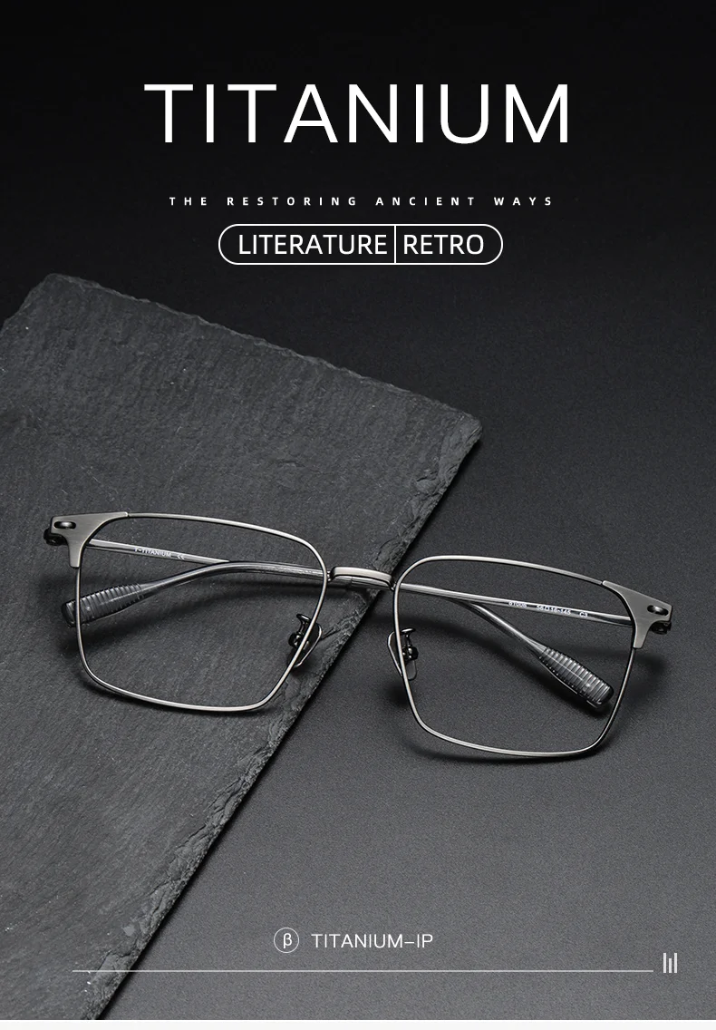  Titanium Pure Titanium Glasses Frame Men Retro Glasses Ultra Light - Details 1