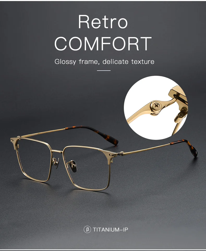  Titanium Pure Titanium Glasses Frame Men Retro Glasses Ultra Light - Details 5