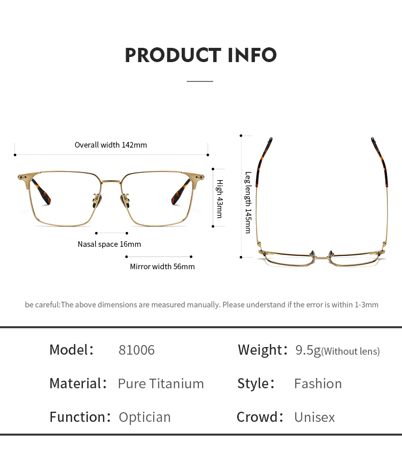 Titanium Pure Titanium Glasses Frame Men Retro Glasses Ultra Light - Details 8