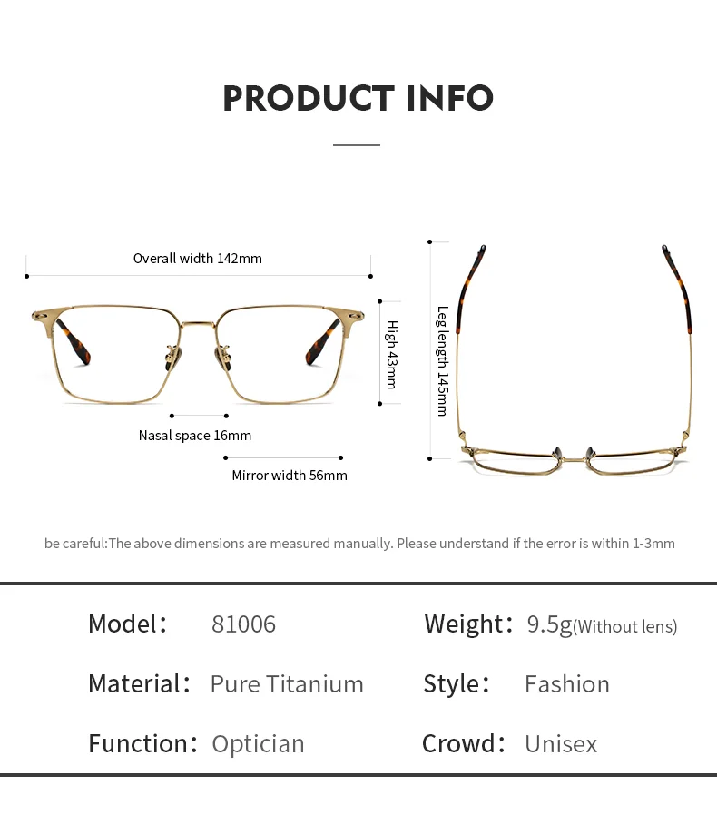  Titanium Pure Titanium Glasses Frame Men Retro Glasses Ultra Light - Details 8