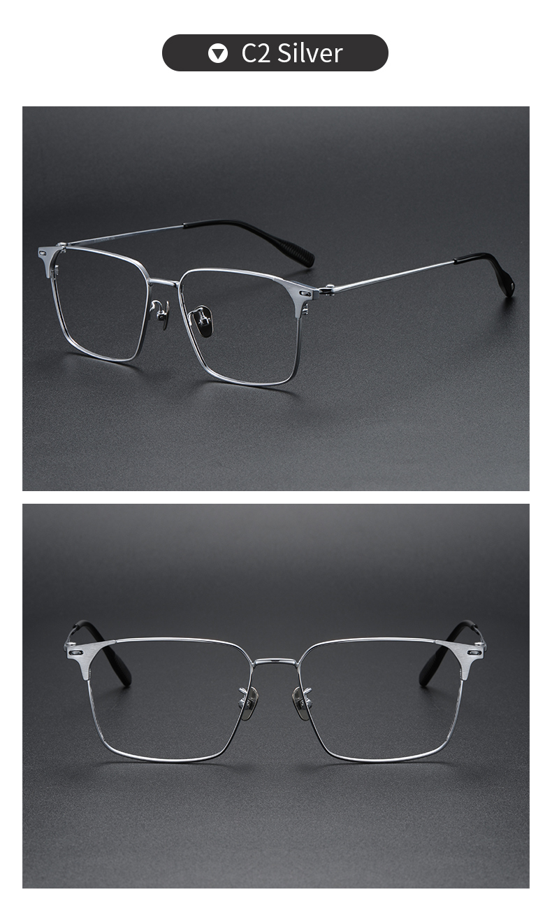 Titanium Pure Titanium Glasses Frame Men Retro Glasses Ultra Light - Details 12