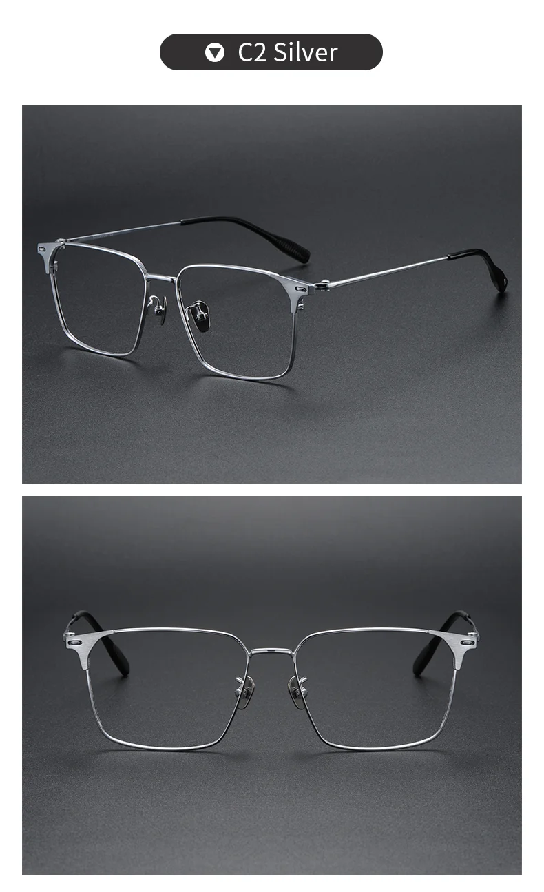  Titanium Pure Titanium Glasses Frame Men Retro Glasses Ultra Light - Details 12