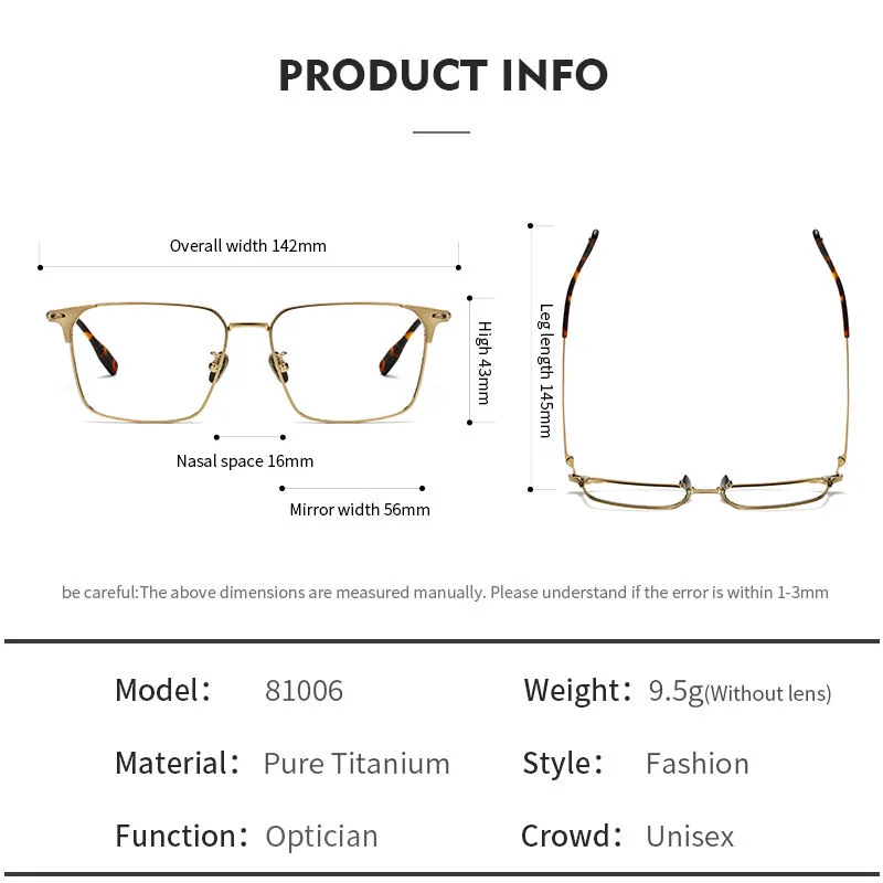  Titanium Pure Titanium Glasses Frame Men Retro Glasses Ultra Light - View 6