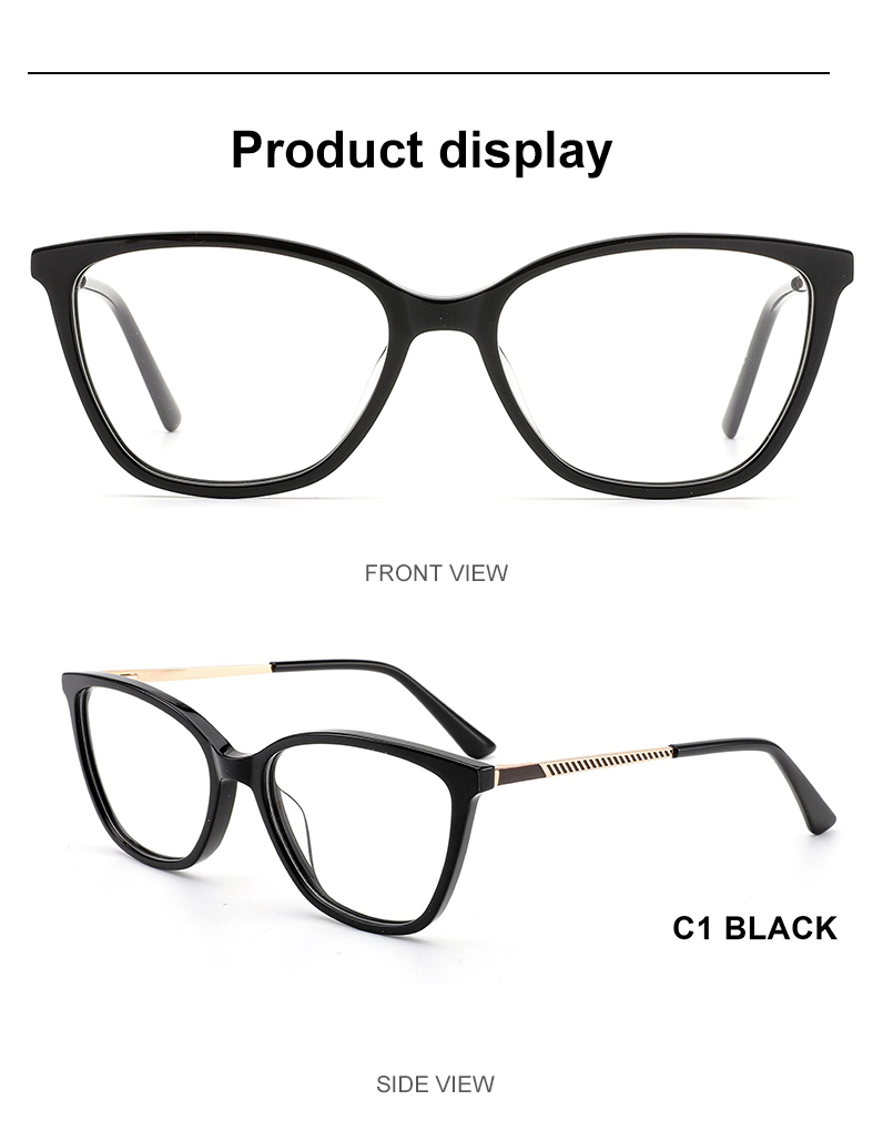 TR-90 Cat Eye Luxury Computer Eyeglasses with TR Frames Fashionable Solid Pattern Women's Glasses for All Face Sizes - Details 1