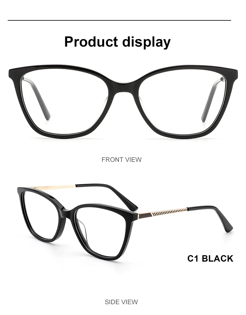 TR-90 Cat Eye Luxury Computer Eyeglasses with TR Frames Fashionable Solid Pattern Women's Glasses for All Face Sizes - Details 1