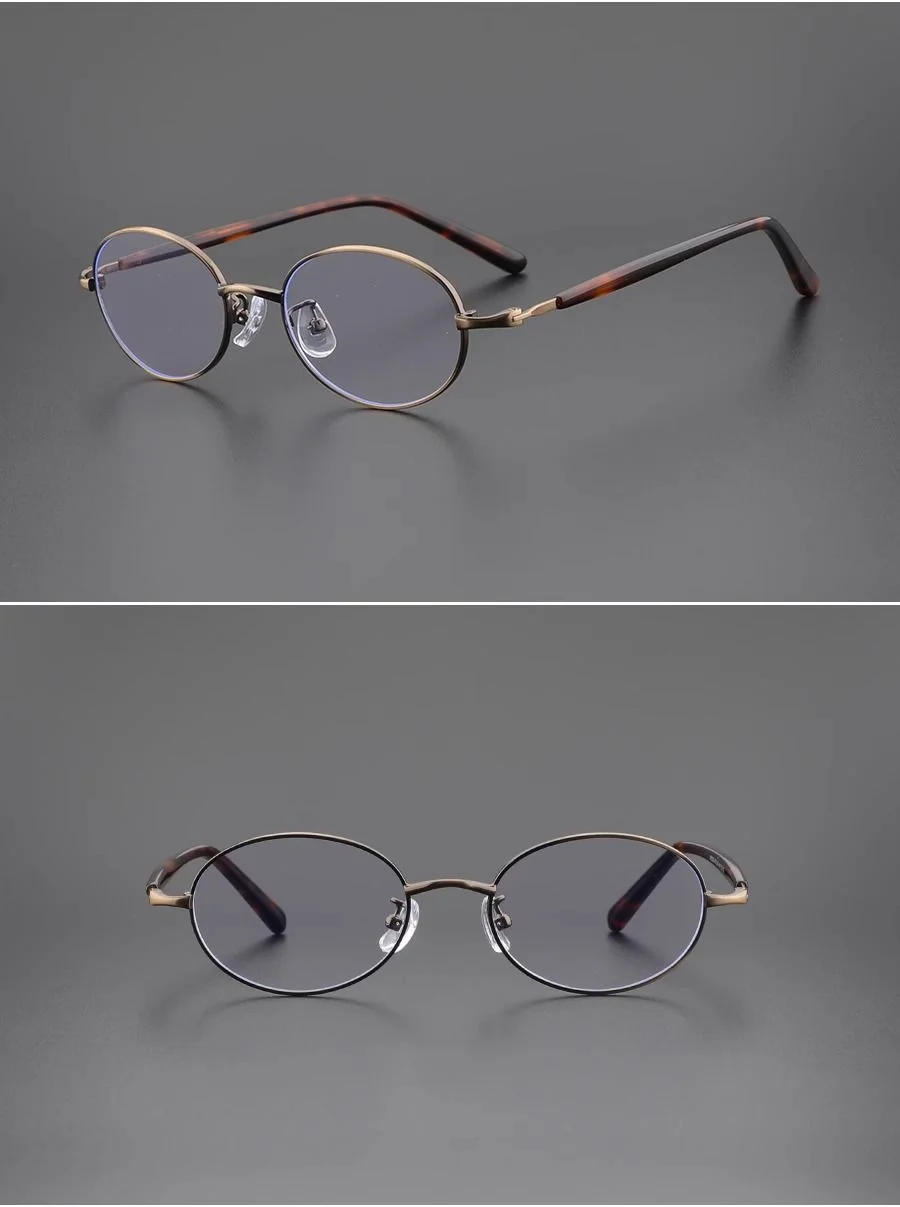  Metal Customizable Retro TR+Metal Small Oval Frame Anti-Blue Light Flat Eyeglasses Unisex TR-90 Material Frames - Details 2