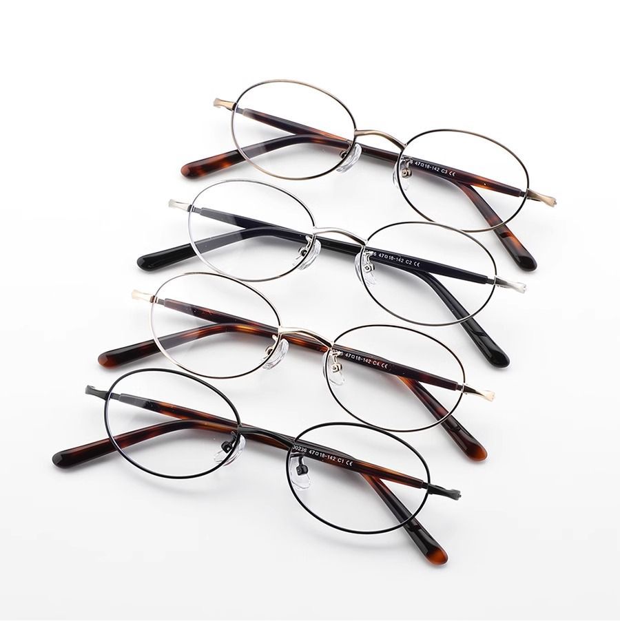Metal Customizable Retro TR+Metal Small Oval Frame Anti-Blue Light Flat Eyeglasses Unisex TR-90 Material Frames - Details 3