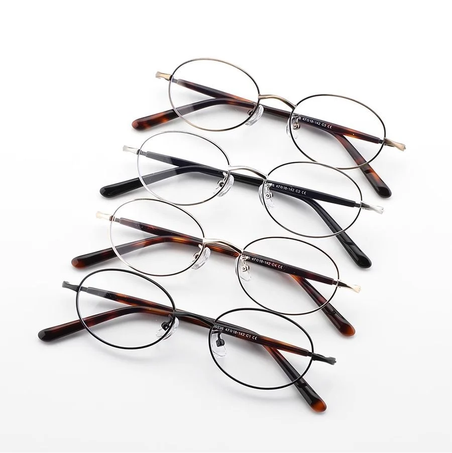  Metal Customizable Retro TR+Metal Small Oval Frame Anti-Blue Light Flat Eyeglasses Unisex TR-90 Material Frames - Details 3