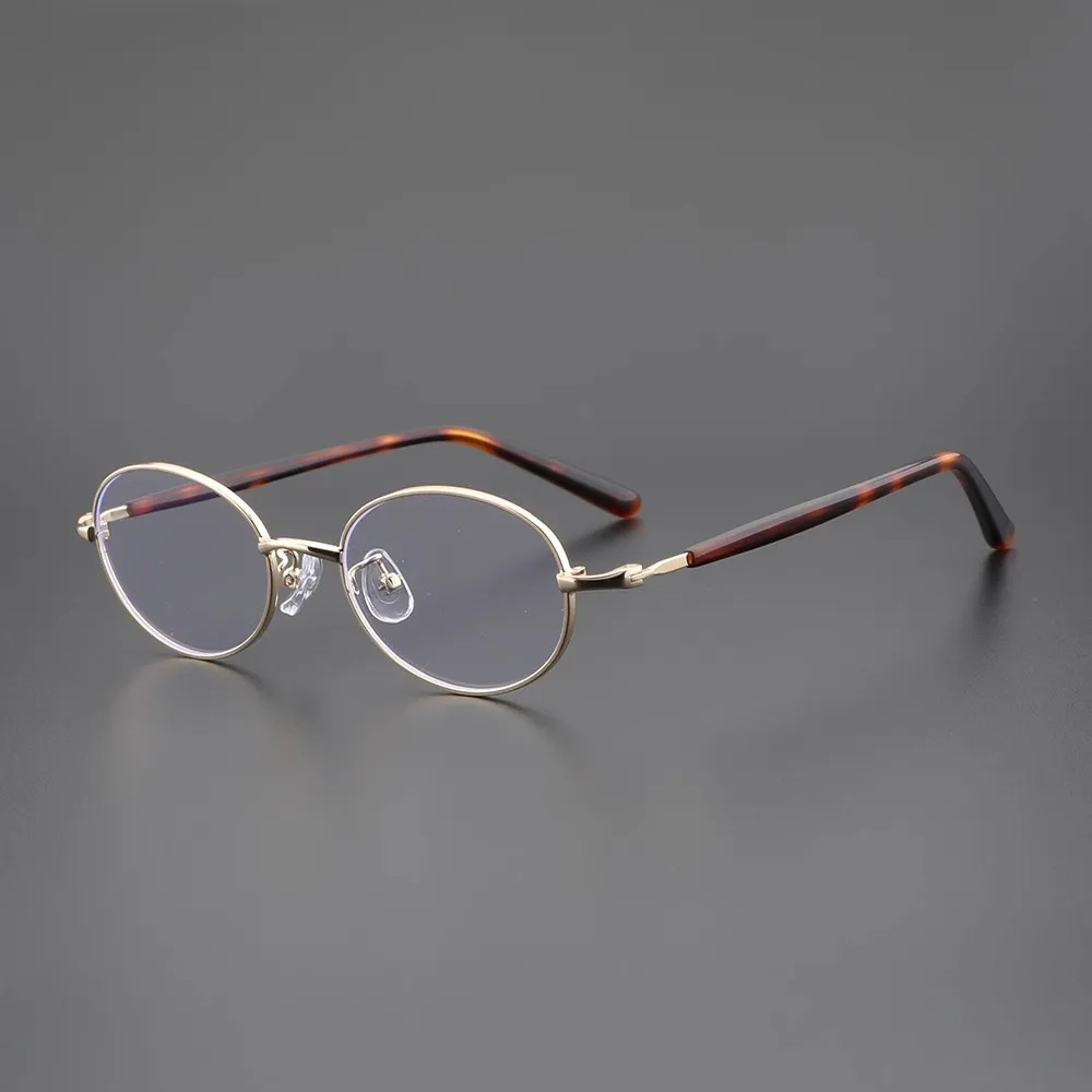 Metal Customizable Retro TR+Metal Small Oval Frame Anti-Blue Light Flat Eyeglasses Unisex TR-90 Material Frames - Details 5