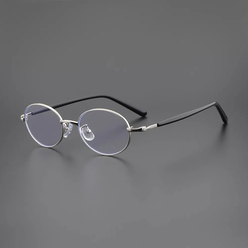 Metal Customizable Retro TR+Metal Small Oval Frame Anti-Blue Light Flat Eyeglasses Unisex TR-90 Material Frames - Details 6