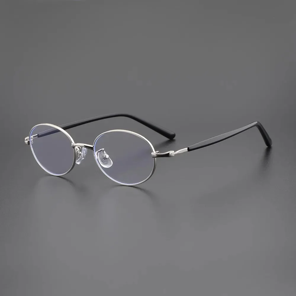 Metal Customizable Retro TR+Metal Small Oval Frame Anti-Blue Light Flat Eyeglasses Unisex TR-90 Material Frames - Details 6