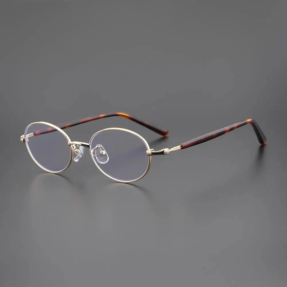 Customizable Retro TR+Metal Small Oval Frame Anti-Blue Light Flat Eyeglasses Unisex TR-90 Material Frames