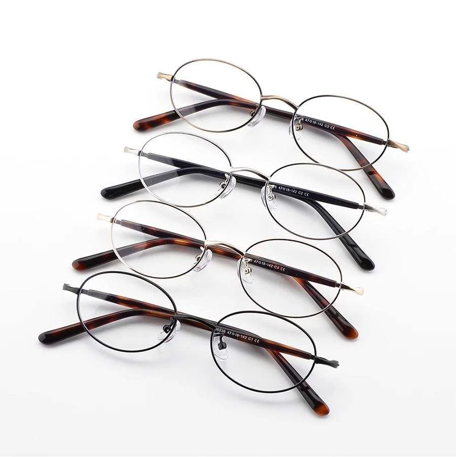  Metal Customizable Retro TR+Metal Small Oval Frame Anti-Blue Light Flat Eyeglasses Unisex TR-90 Material Frames - View 5