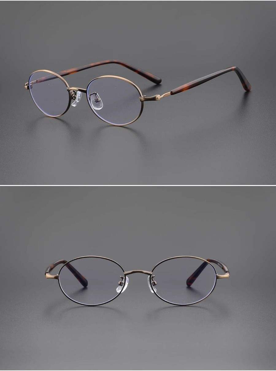 Metal Customizable Retro TR+Metal Small Oval Frame Anti-Blue Light Flat Eyeglasses Unisex TR-90 Material Frames - View 6