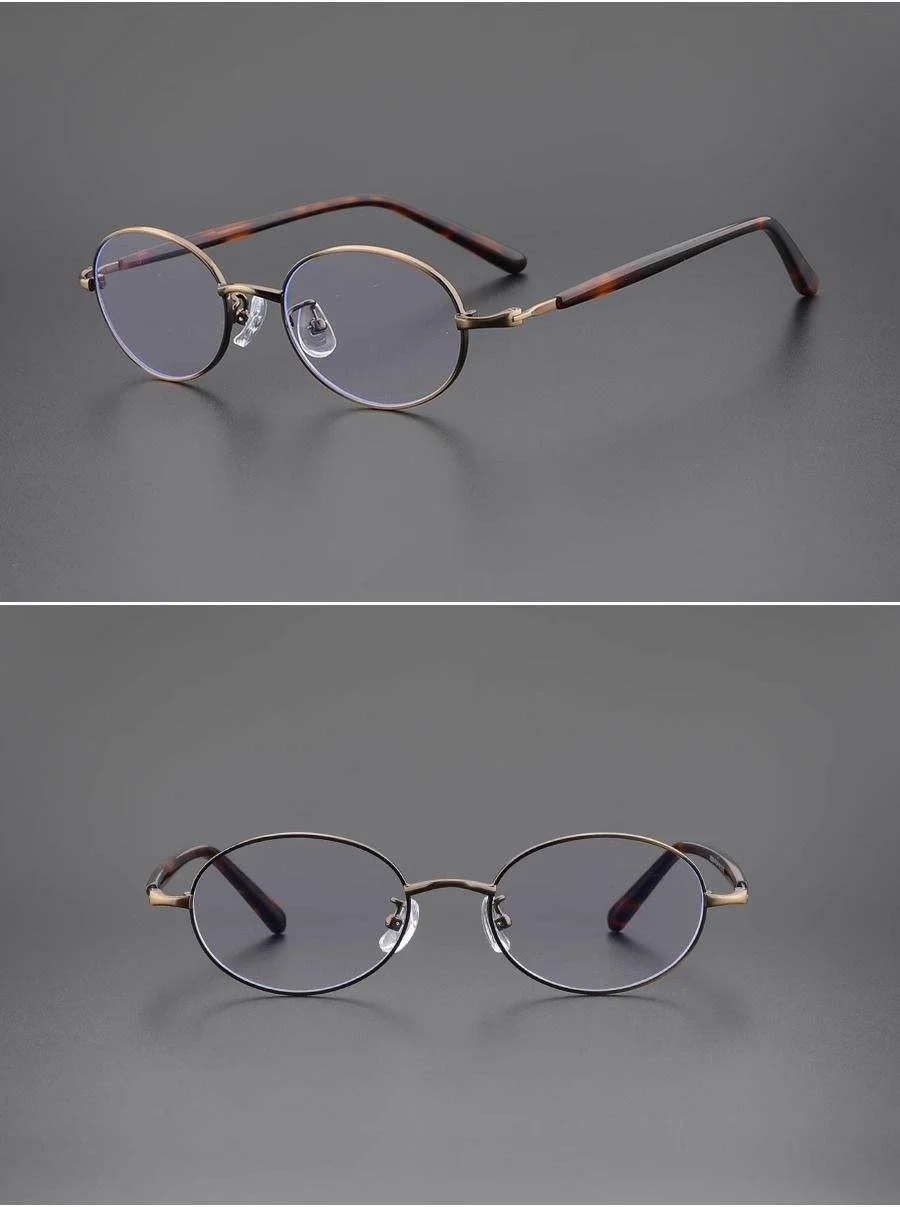  Metal Customizable Retro TR+Metal Small Oval Frame Anti-Blue Light Flat Eyeglasses Unisex TR-90 Material Frames - View 6