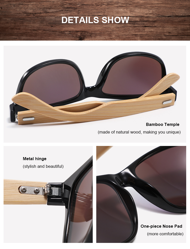 2025 Fashion Uv400 Retro Stylish Customize logo Sunglasses Mens Bamboo Wooden Shades OEM Wholesale Sunglasses Details and Specifications