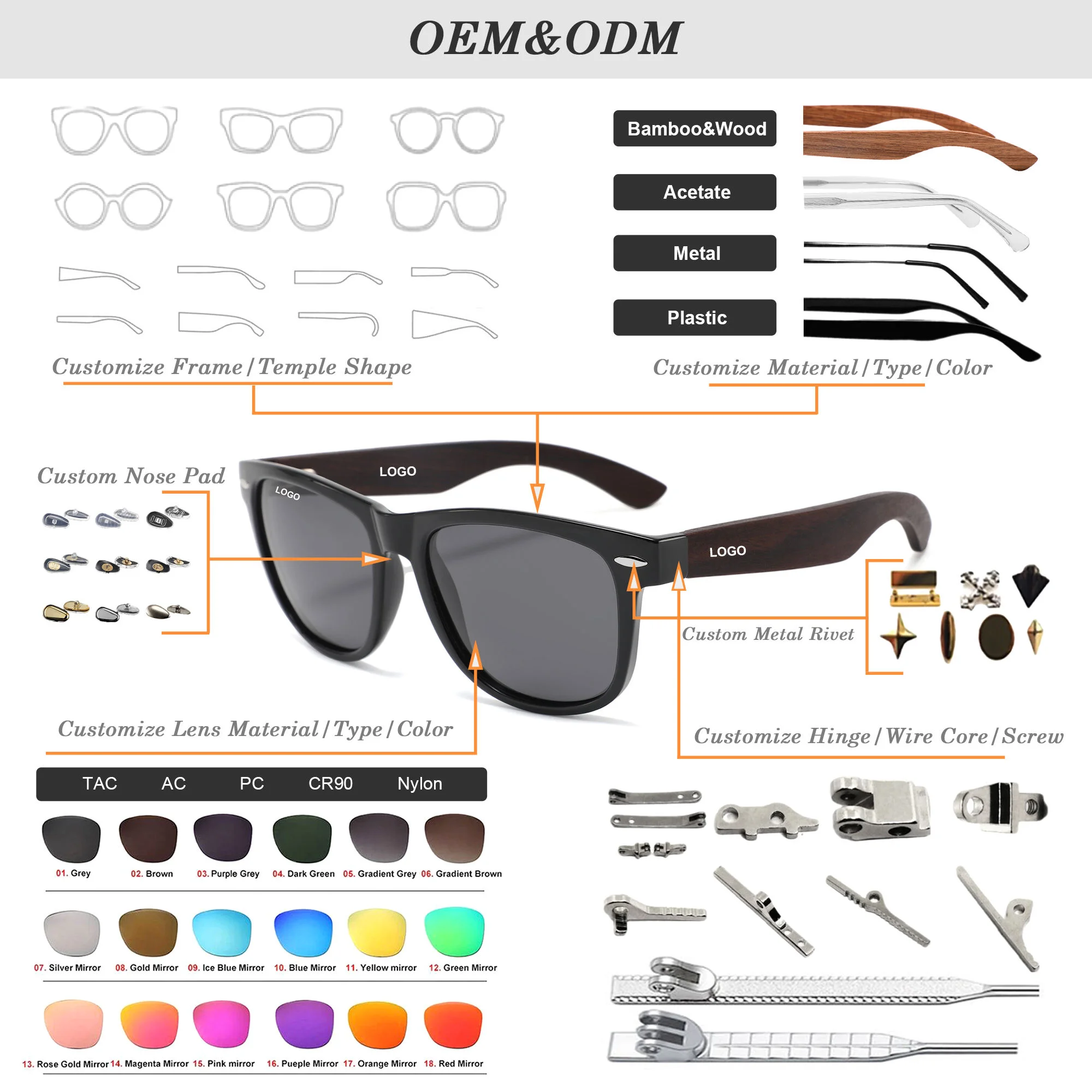 Red, Blue, S Black, Purple, Yellow, Green, Clear, Light... Wooden 2025 Fashion Uv400 Retro Stylish Customize logo Sunglasses Mens Bamboo Wooden Shades OEM Wholesale Sunglasses - View 6
